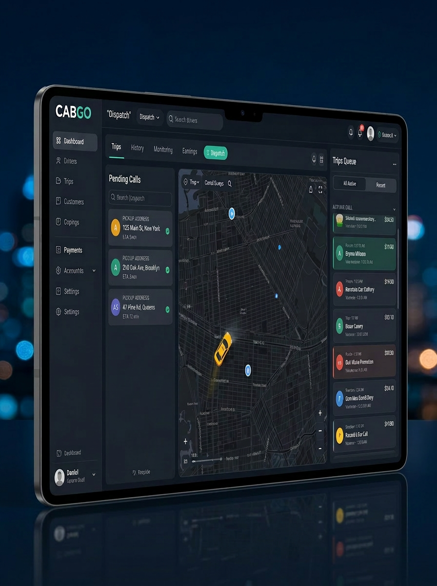 CabGo dispatch operations dashboard